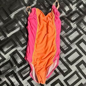 Cat & Jack neon pink/orange kids one piece swimsuit